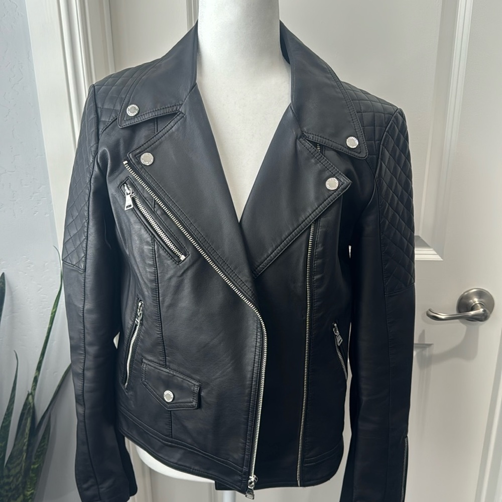 Express Black Faux Leather Moto Jacket